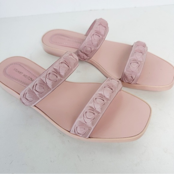 Stuart Weitzman Dusty Rose Rosita Debossed Sandals Rubber Slides 7 BarbieCore - Picture 4 of 13